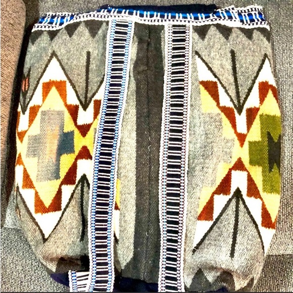 BACKPACK handmade Woven Wool native scene boheimian size16x16 preowned good cond - Picture 12 of 15